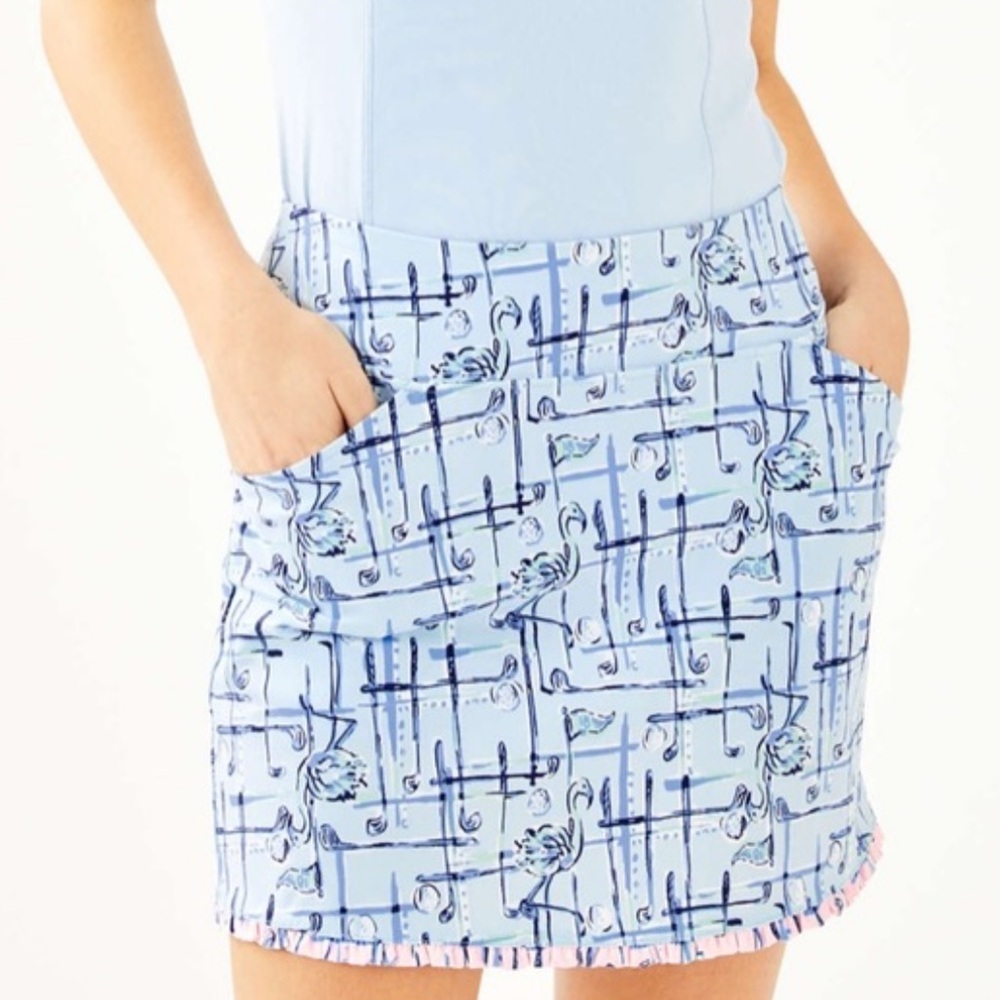 Lilly Pulitzer Fairway Performance Skort Mini Blue Talk Birdie To Me Women’s 0